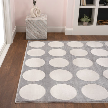 Adrian Modern Geometric Circle Dot High-Low Area Rug